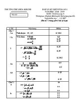Đáp kỳ kiểm tra số 1 môn Đại số Lớp 9 - Năm học 2018-2019 - Trường THCS Hòa Khánh